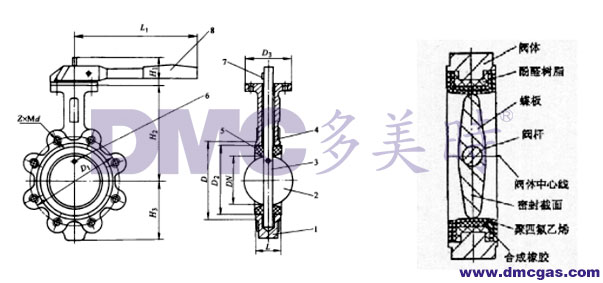 蝶阀结构图产品说明